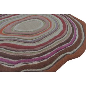 Alfombra Moderna de Lana Orgánica Hecha a Mano con Diseño Abstracto de Rodajas de Ágata, Alfombra Colorida con Diseño Geodésico y Mineral Topográfico - Product Image 5