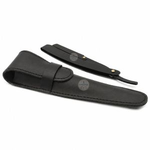 Navaja de Afeitar Recta Jolly Roger Negra de Acero Inoxidable Barbarossa Kamisori Japonesa, Acabado Negro Mate - Product Image 1