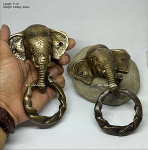 Timbre de Puerta de Latón con Diseño de Elefante, Timbre Metálico para Montar en la Pared, Decorativo para la Entrada del Hogar - Product Image 1