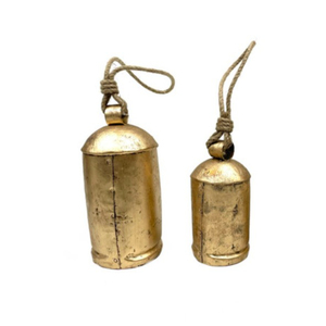 Campanas de vaca para decoración navideña, campanas rústicas artesanales de latón y metal con cuerda de yute para decoración festiva de granja - Product Image 4