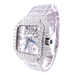 Iced Out Moissanite <b>Watch</b> VVS Diamond Hip Hop Modern Model Stainless Steel <b>Quartz</b> <b>Men</b> 20mm Band Glass Dial - Product Image 2