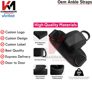 Double D Ring Ankle Strap Gym Cable Attachment Leg Workout Fitness Strap Manufacturer - Product Image 3