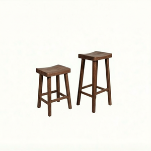 Ensemble de 2 tabourets ronds en bois avec assise courbée - Design moderne, légers et durables pour une utilisation comme table basse - Product Image 4