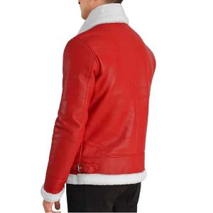 Chaqueta de Cuero Rojo Premium para Hombre y Mujer, con Cierre de Cremallera, Cuello de Banda, Diseño Moderno, Elegante y Clásico - Product Image 4