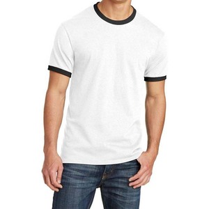 T-shirt OEM ODM Ringer Noir Gris 100% Coton Unisexe Coupe Classique Manches Courtes Été Uni Devant Vierge Décontracté Homme Grande Taille 2025 - Product Image 5