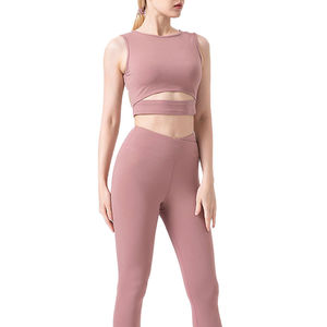 Ensemble de yoga deux pièces pour femmes, soutien-gorge de sport et leggings à découpe en V, sans couture, séchage rapide, vêtements de fitness et de gym, extensible dans les quatre sens - Product Image 6