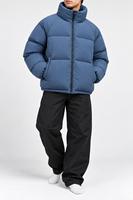 Blouson matelassé pour homme, col montant, fermeture éclair, coupe-vent, polyester épais, hiver, décontracté, coupe ample, longueur standard