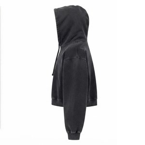 Sudadera con Capucha Extra Grande para Mujer, con Logotipo Personalizado, Color Negro Sólido, Tejido de Algodón, Hombros Caídos, Manga Larga, para Otoño - Product Image 3