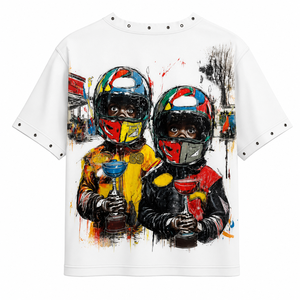 Camiseta Oversize Gráfica Vintage Personalizada de Algodón Pesado con Estampado Personalizado y Pedrería 100% Algodón para Uso Cómodo Unisex - Product Image 1