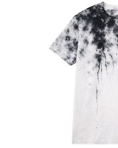 T-shirt Homme Tie-Dye Ombré Noir et Blanc 100% Coton Col Rond Manches Courtes Lavage Vintage Décontracté Streetwear OEM - Product Image 3