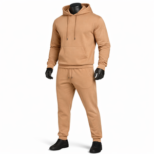 Ensemble de survêtement personnalisé avec sweat à capuche uni pour l'hiver |   Ensemble jogging deux pièces en molleton 100% coton |   Vêtements de sport unisexes OEM ODM - Product Image 3