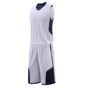 Men's White <b>Navy</b> Basketball Jersey Set Sleeveless Tank <b>Top</b> Shorts 100% Polyester Moisture Wicking Elastic Waist Athletic Fit - Product Image 1