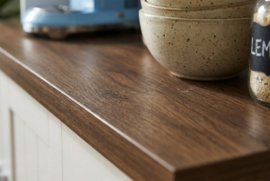 Meuble de cuisine moderne Essence K409ZV avec panneaux de particules et MDF, plateau de table, tiroir, étagère de boulanger, support pour micro-ondes, chêne blanc, noyer - Product Image 4