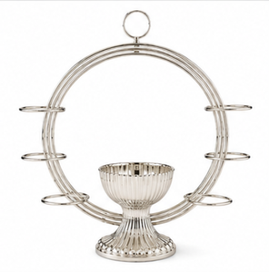 Elegante Supporto in Metallo Argentato per Tazze da Tè e Caffè con Centrotavola Floreale, Espositore Decorativo da Tavolo per Ramadan - Product Image 4