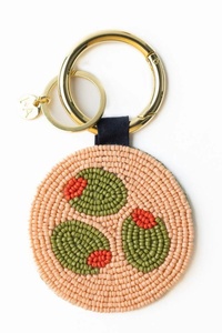 Export Quality Unique Gift Item Orange Checkered Beaded Key Chain Game Day Checkerboard Pattern Embroidered Key Ring Fashion Use - Product Image 5