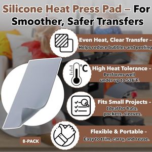 Set di 8 Tappetini in Silicone per Pressa a Caldo, Doppio Lato, 3,2 mm x 10 cm x 20 cm, Resistenti al Calore fino a 290°C, per Accessori di Abbigliamento - Product Image 2