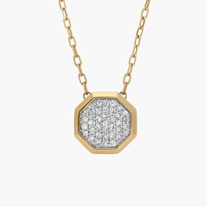 Octagon Pendant <b>Necklace</b> with 0.1 CTW Round Cut Lab-Grown Diamonds in White Gold - Product Image 1