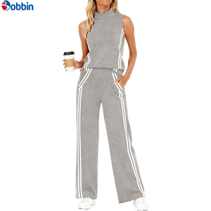 Conjunto de 2 Piezas para Mujer de Alta Calidad, con Logotipo Personalizado, Estilo Deportivo, Top Corto y Pantalones Anchos, Transpirable, Ideal para Viajes - Product Image 5
