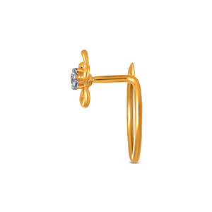 GLEAMORA ENTERPRISE - Piercing de Nariz con Diamante Cultivado en Laboratorio, Corte Brillante en Forma de Flor, Chapado en Oro Amarillo de 9K, Lujoso, para Uso Diario de Mujeres - Product Image 3