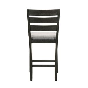 Contemporary Style 2pc Set Bar <b>Stool</b> Charcoal Finish Counter Height <b>Dining</b> Chair with Fabric Upholstery Wooden Furniture - Product Image 3