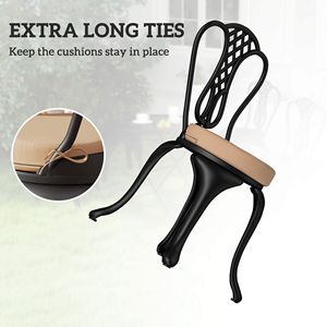 Set di 4 Cuscini Rotondi Lavabili in Lavatrice 38x38x7,5 cm Color Kaki per Sedie da Esterno, Cuscini per Sedute da Giardino, per Sedie da Pranzo e Bistrot - Product Image 5
