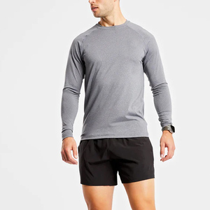 Camiseta de Manga Larga para Hombre, Color Sólido Personalizado, OEM, Tejido Transpirable de Secado Rápido, Cuello Redondo, Informal, para Gimnasio y Running - Product Image 1