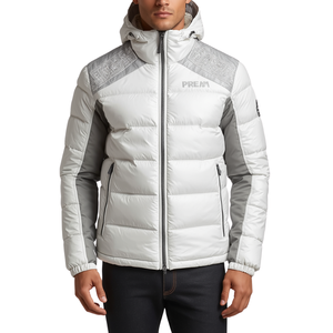 Luxury Men's Diamond Quilted Long Hooded Puffer Jacket Premium Insulated Polyester Construction Waterproof Windproof Modern - Product Image 1