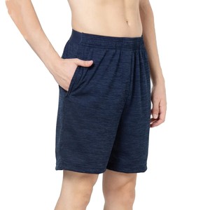 Men's Navy Solid Knitted Bermuda Shorts <b>Elastic</b> Waist Pockets Casual Breathable Mid Rise Short Pants - Product Image 3