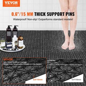 50 pezzi nero 12 \ "X 12 \" incastro morbido PVC di drenaggio piastrelle per pavimenti antiscivolo fori di drenaggio per bagno bagno zone umide - Product Image 2