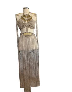 Robe bohème en macramé, robe de mariée en coton, robe de plage Crop Top femmes robe de plage en macramé - Product Image 1