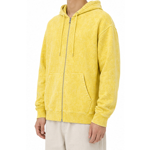 Sweat à capuche zippé vintage délavé à l'acide, unisexe, en molleton épais, pour hommes et femmes, style streetwear, fabrication OEM de vêtements - Product Image 3