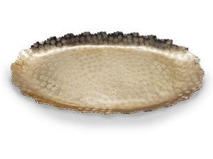 Plateau décoratif en métal de forme irrégulière, fait main, motif gravé vintage, vaisselle et assiettes - Product Image 1