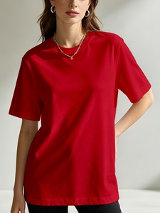 Womens T Shirt Summer <b>Red</b> Crew Neck T-Shirt Short Sleeve <b>Tops</b> Short Sleeve Fashion Basic Casual Oversized Black Clothes Trendy - Product Image 1