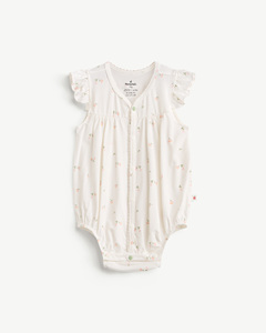Combinaison bébé à manches courtes en modal et élasthanne, imprimé floral, pour nouveau-né fille, ODM Vietnam - Product Image 1