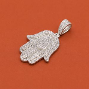 Pendentif main de Dieu Hamsa en argent 925, style hip-hop, pour homme - Product Image 2