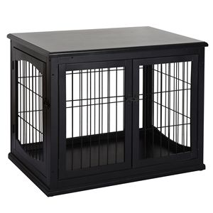 "Chewproof Rectangle Pet Furniture Small Dog <b>Crate</b> Stylish Black for Villa Living" - Product Image 1