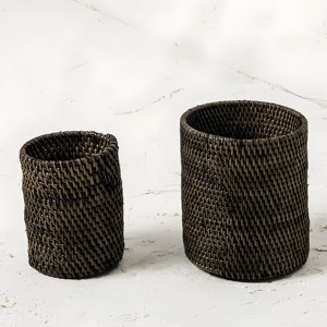 Organizadores de escritorio, portalápices de ratán tejidos a mano, precio al por mayor, portalápices sostenible. - Product Image 3