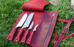 Étui de rangement pour couteaux de chef en cuir véritable robuste, protection anti-odeur, design personnalisé pour les voyages culinaires LSKR-0053 - Product Image 3