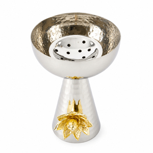 Luxury Arabic Bakhoor <b>Burner</b> Hammered Metal Oud Incense Holder Modern Middle Eastern <b>Silver</b> Gold Lotus Censer for Home Decor - Product Image 1