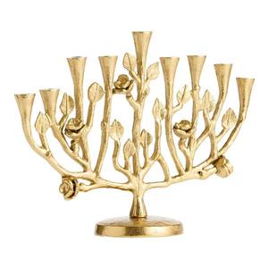 Candelabro Menorah de Latón Antiguo con Detalle de Estrella en la Parte Superior, Soporte Decorativo para el Hogar en Días Festivos - Product Image 6