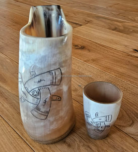 Tasse en corne de Viking naturelle tasse en corne à boire avec gravure de la meilleure qualité finition parfaite de l'Inde - Product Image 4