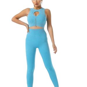 Ensemble de vêtements de sport pour femmes, deux pièces, uni, yoga, vêtements de sport, ensembles de sport, vêtements de gym, printemps/été, 100% coton - Product Image 1