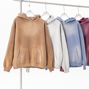 เสื้อฮู้ดดี้ยูนิเซ็กซ์แบบหนา ผ้าฟลีซคอตตอน 100% ล้างสีแบบฟอกกรด สไตล์วินเทจ สตรีทแวร์ สำหรับฤดูหนาว - Product Image 1