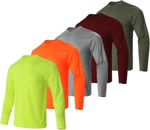 Camiseta de Manga Larga para Hombre, Nueva, Ecológica, Transpirable, Cómoda, de Tela, Color Verde Neón, de Secado Rápido, Corte Regular, Cuello Redondo, Lisa, 2026 - Product Image 3