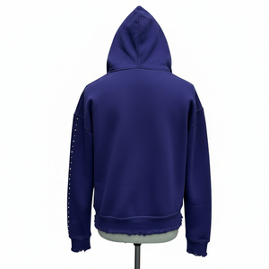 Sudadera con capucha de forro polar con estampado de letras de diamantes de imitación, estilo casual de verano, unisex, corte regular, con bolsillo y estampado digital - Product Image 5