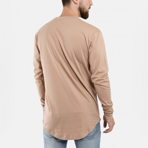 <b>Men's</b> Plus Size Breathable Long Sleeve O-Neck Solid Color Cotton Jersey <b>T</b>-<b>Shirt</b> Casual Blank - Product Image 5