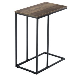 Tavolino Laterale Rettangolare in MDF e Ferro Tipo C 48*28*58cm, Singolo Strato, Marrone con Finitura Triamina, Nero Spray, Arredamento per Soggiorno - Product Image 5