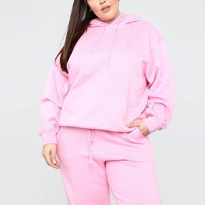 Women's Pink Hooded 100% Cotton Eco-Friendly <b>Waterproof</b> <b>Tracksuit</b> Full Sleeve Solid Color Casual Sweat Suit 2 Piece Set Side - Product Image 6