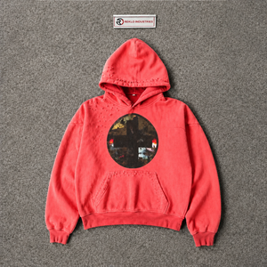 NUEVA Sudadera con Capucha Extra Grande para Hombre, Diseño de Cruz Circular Estampada en Algodón, Estilo Casual Otoñal, Ropa Casual Vintage para Uso Diario - Product Image 5