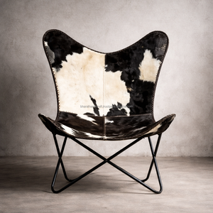 เก้าอี้หนังพรีเมียมทรงผีเสื้อพร้อมโครงพับได้และพนักพิงเพื่อความผ่อนคลาย เหมาะสำหรับห้องนอน ห้องนั่งเล่น และมุมสำนักงาน - Product Image 1